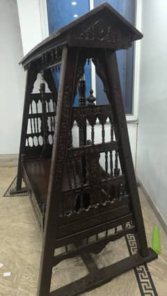 A wooden swing