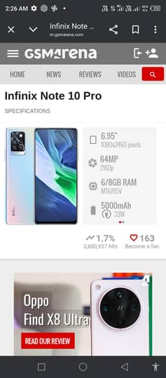 infinix note 10 pro  8gb128