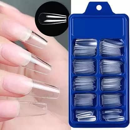 100 pcs Transparent/White Ballerina ARTIFICAL  Nails Coffin/Square/Almond Artificial Nails Medium Size Acrylic Nails for Nail Art Decal Full Cover Nail Tips 10 Size Transparent  Nails