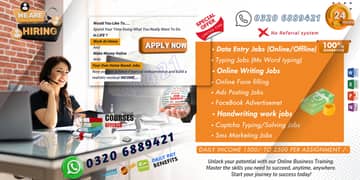 Assignment Writing jobs, data entry jobs, and form filling jobs