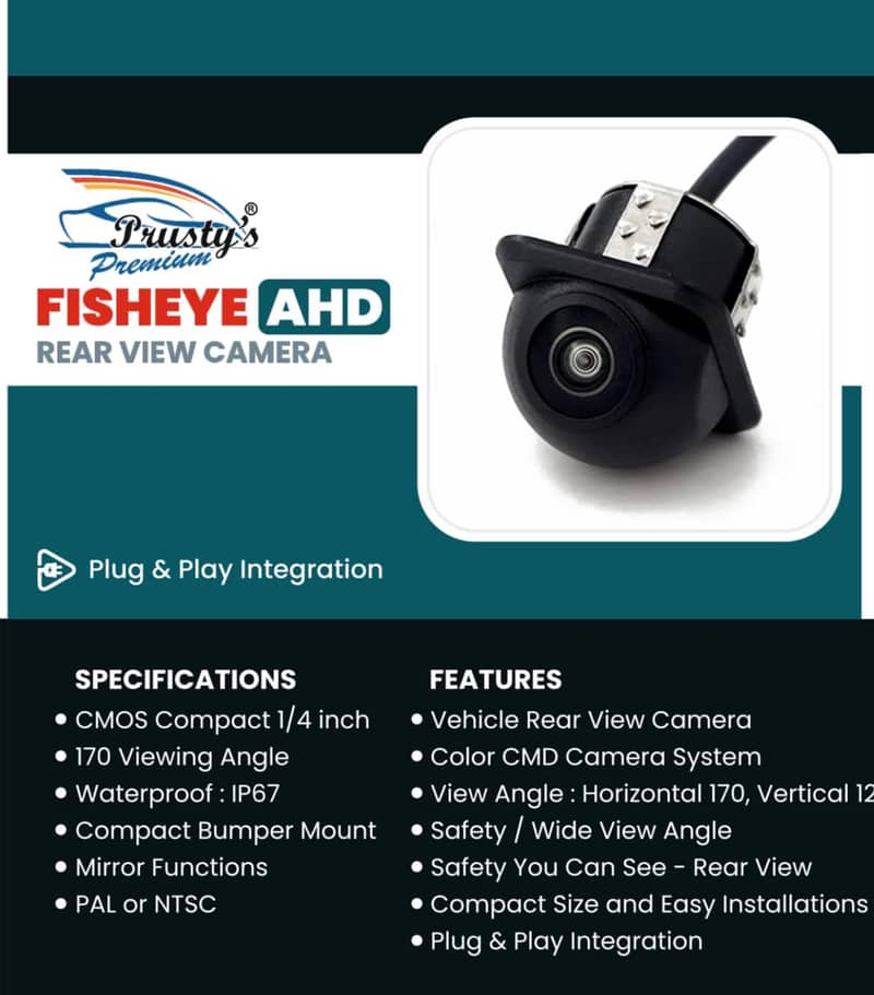 High-definition Universal Fisheye Angle Wide View AHD Reverse Camera 0