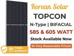 Korean Solar 585 N-type Bi-ficial Teir 1 A grade