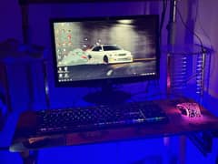 Gaming pc full setup with keyboard mouse  with table