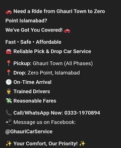 Pick & Drop at Islamabad