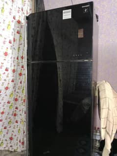Sharp company. . . . refrigerator full size glass door full black body