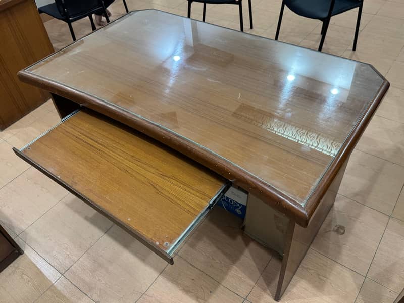 High-Quality Wooden Office Table with Side Table & Keyboard Slider 3