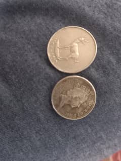 5 pence & 25 fils coins