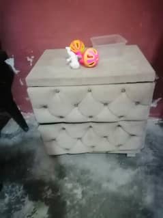 Bed with side table and dressing