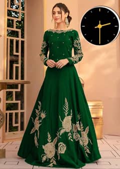 Elegant Embroidered Green Maxi Dress - 1 Pc Women's Stitched