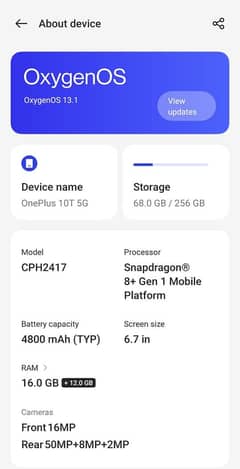 One plus 10T 5G 16 GB Ram 256GB Rom Non PTA