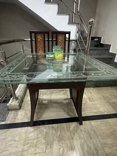 4 seater Dining Table / Glass Top Dining Table / Luxury Table