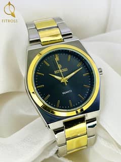 Men's water resistant quartz watch with chain strap.