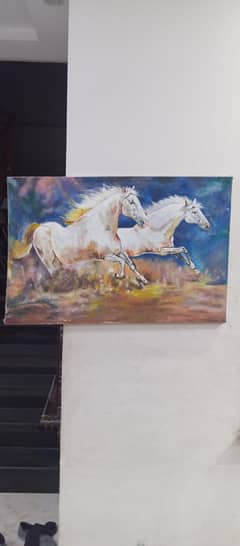 hand painted artwork of running horse