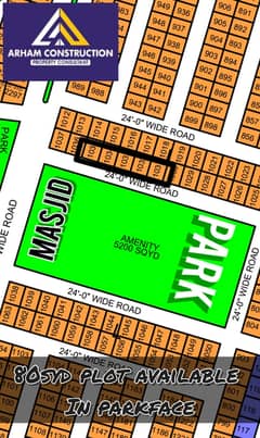NORTH TOWN RESIDENCY PHASE 1 GOLD BLOCK 80syd plot masjid or parkface