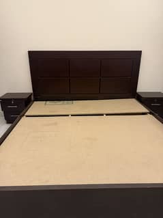 King size bed with side tables and dressing (used for 6 months)