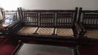 wooden sofa , 2 side chair , one sofa ,one center tabe
