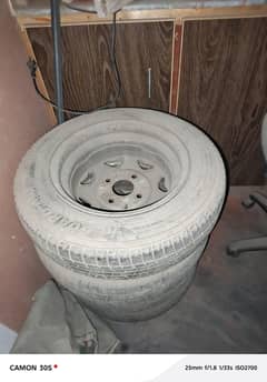 Tyres with rims,  13 inch size.