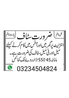 Hairing staff for online marketing and office managnment
