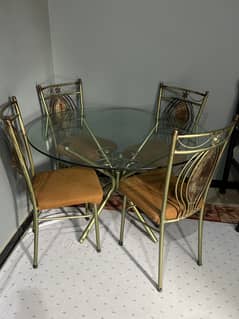 Iron dining table with 4 chairs