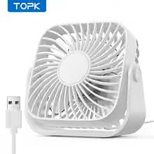 TOPK 4Inch USB Mini Portable Fan for Camping,3 Speeds Quiet Desk Tabl