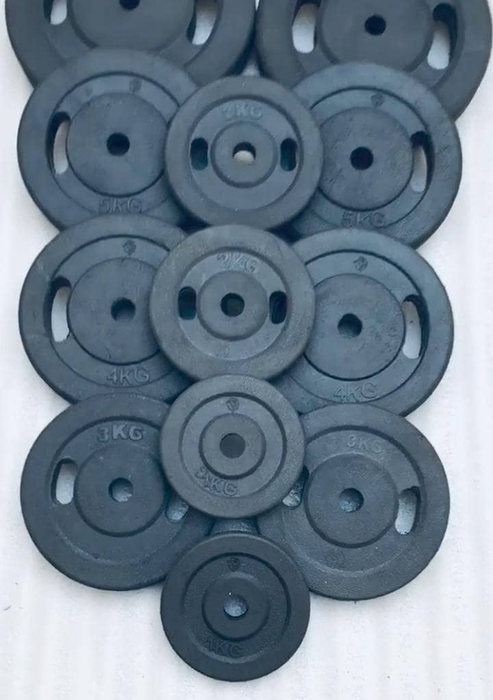 Rubber dumbbell weight plates chrome plate olympic barbell rod bench 6