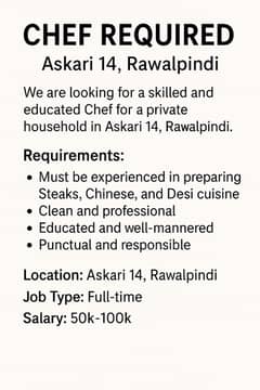 Chef Required Askari 14