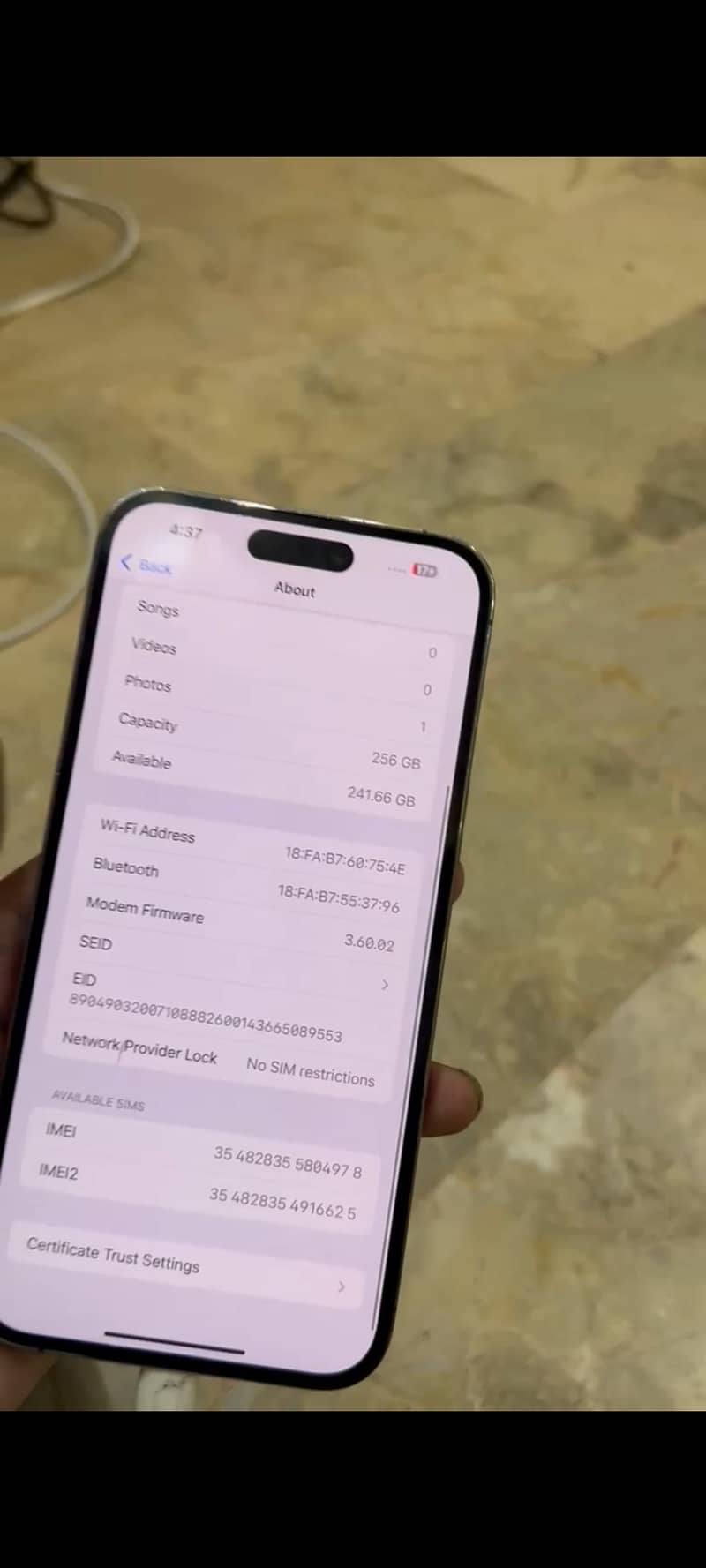 14 Pro Max FU NonPta 256GB Health 82% Zong Sim Working Condition 10/10 1