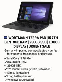 Terrapad 1270 by lenovo  8gb/256gb SSD i5 7th generation touch screen