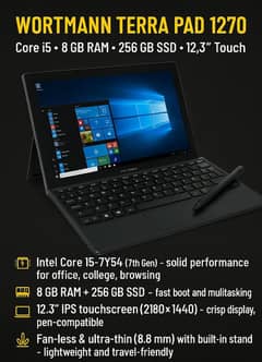 Terrapad 1270 by lenovo 8gb/256gb SSD i5 7th Gen touch screen