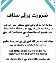 Need male and female for office work
