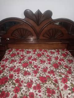 PURE WOODEN DOUBLE BED FOR SALE WITH MATTRESS