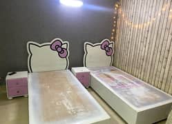 hello kitty theme 2 single beds without side tables