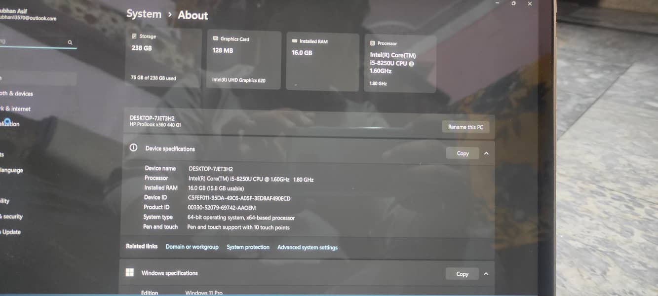 HP i5 8 generation,, 256Memory / 16 RAM 360 Rotating 4