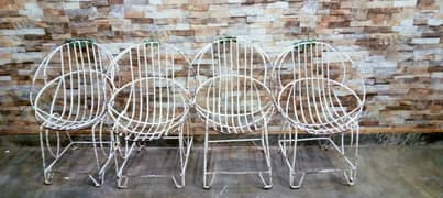 4 chairs white colour  made iron  my what's up  03464294601