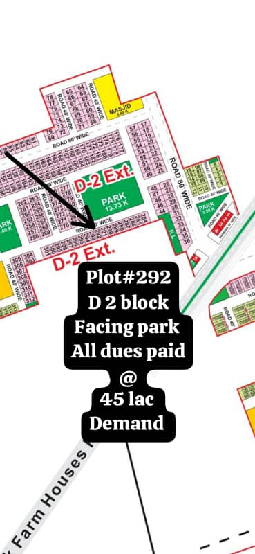 8 Marla Facing Park Plot In D 2 Block Phase 2 Bharia Orchard Lahore. 0