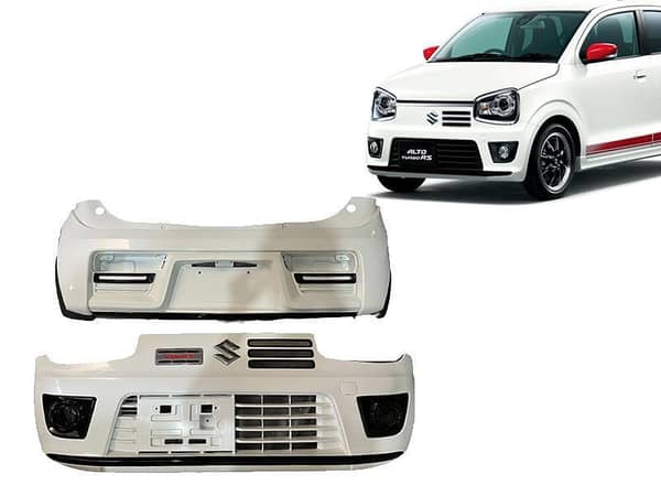 Suzuki Alto White RS Conversion Bumpers Painted Works Front Back ABS Plastic Bumper Pair