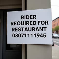 Rider Required for Restaurant.