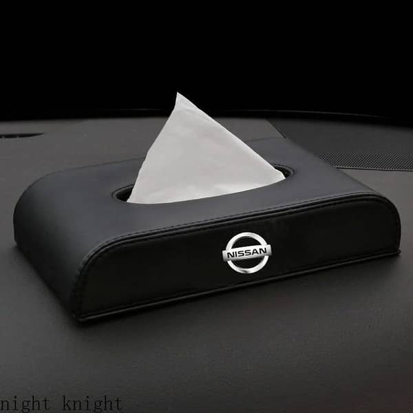 Nissan Logo Tissue Box for Car - PU Leather Dashboard Accessory