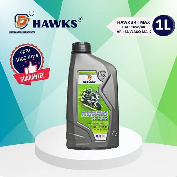 Deewan Hawks 4T MAX 10W40 Motorcycle Oil - 1L, API SN JASO MA2