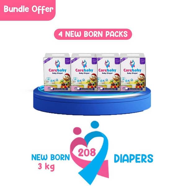 Carebaby Diaper Economy Pack New Born Size , Count 52 - Pack of 4
