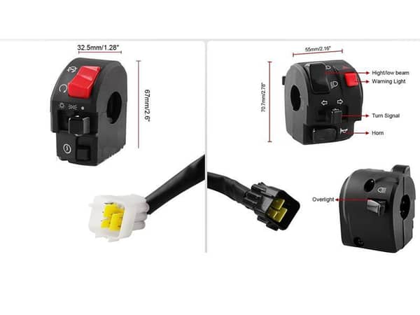 Motorcycle Universal Handle Bar Switch Buttons Hazard Button Set