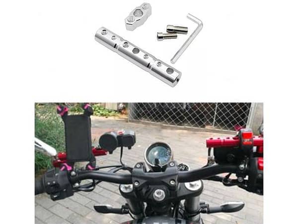 Motorcycle Multi Function Extension Rod Bracket White