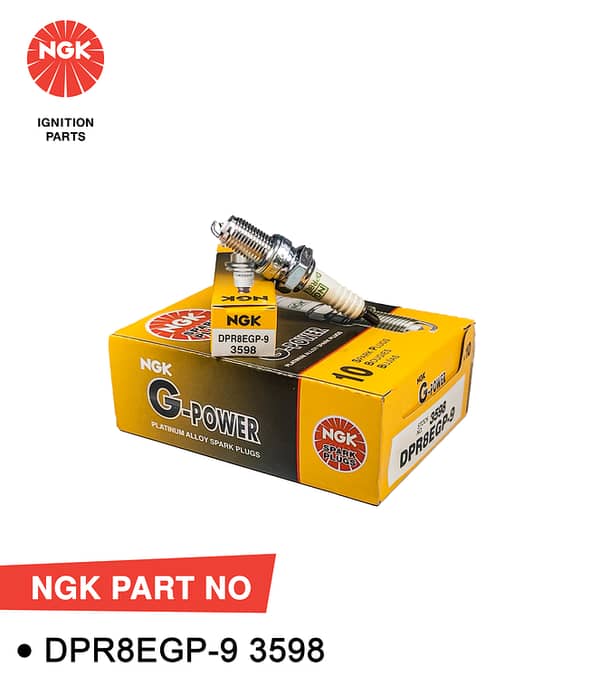 NGK Spark Plug for Honda CG-125, Dream 125, Deluxe & CB-125F DPR8EGP-9 : 3598 - Japan (Single Pc)