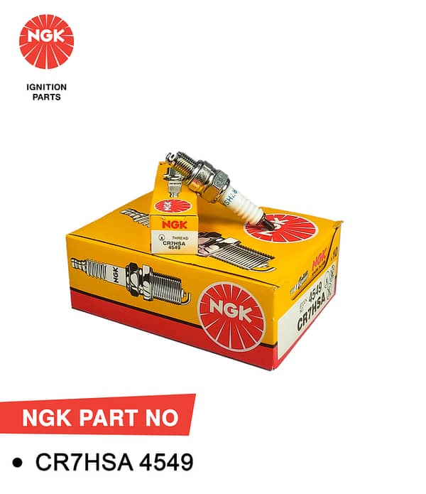 NGK Spark Plug for Honda CD70, Yamaha YBR 125, YBZ 125G, YB125Z/DX, Suzuki GD 110 & All 70cc Bikes (CR7HSA) - THAILAND (Single Pc)