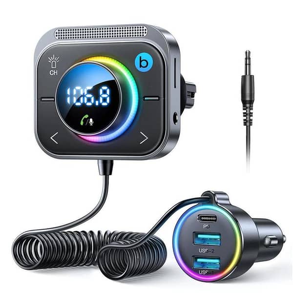joyroom cl18 30w high quality car fm bluetooth usb qc charger and bluetooth receiver dual port compatible and supportive