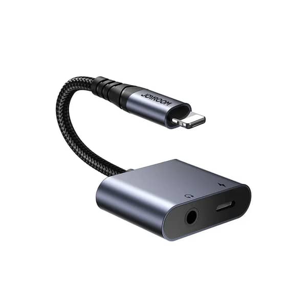 joyroom syl01 lightning to lightning to 3.5mm premium braided audio transfer high speed data converter adapter phone compatible for quick and efficient data sync