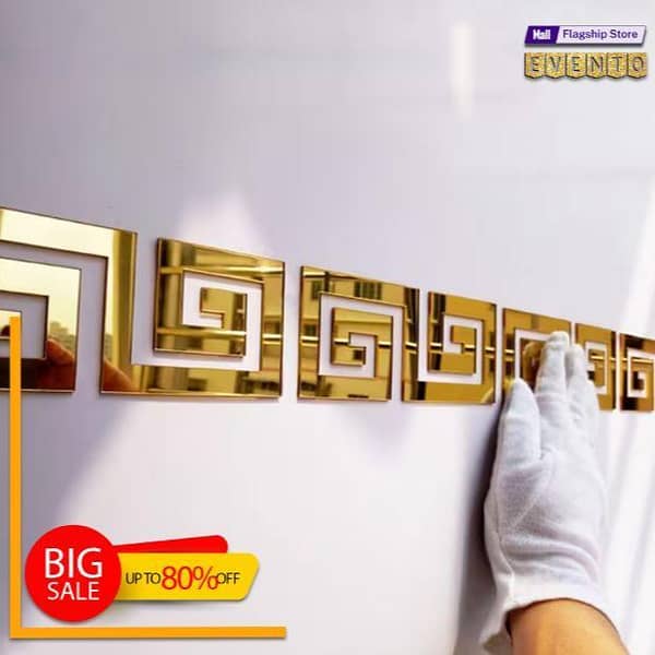EVENTO Self Adhesive Building Border Acrylic Wall Art Laser Cut DIY Design Decoration Piece for Home Decor Living Room and Girls Room and for Gift Items