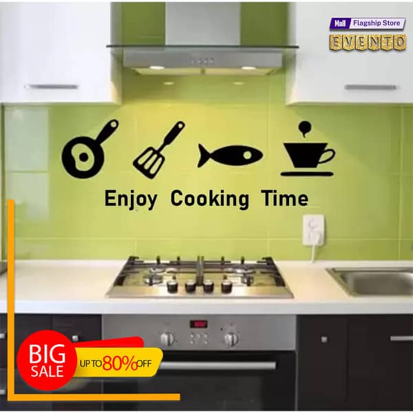 EVENTO Enjoy Cooking Time 3D Wooden Wall Art Laser Cut DIY Design Decoration Piece for Home Decor Living Room and Kitchen and for Gift Items