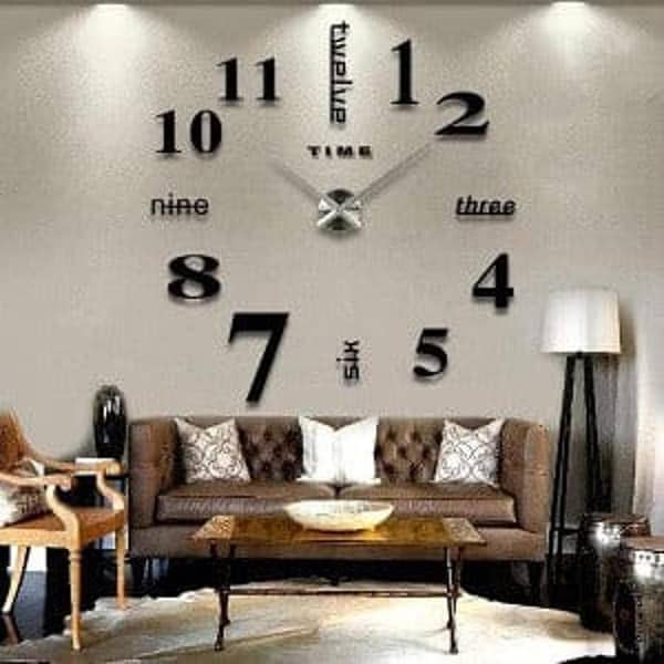 EVENTO Wall Clock 3D 24 inch Wooden Watch DIY Design Decoration Small & Large Numeral Quartz For Home Decor Living Room And Offices And For Gifts