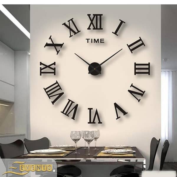 EVENTO Wall Clock 3D 24 inch Wooden Watch DIY Design Decoration Roman Numeral For Home Decor Living Room And Offices And For Gifts